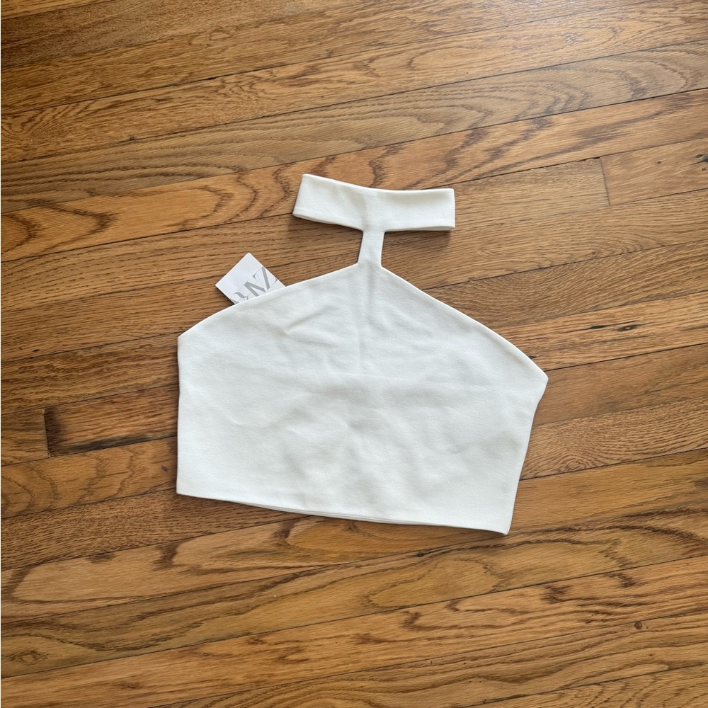 Zara White Crop Cut Out Tank Top